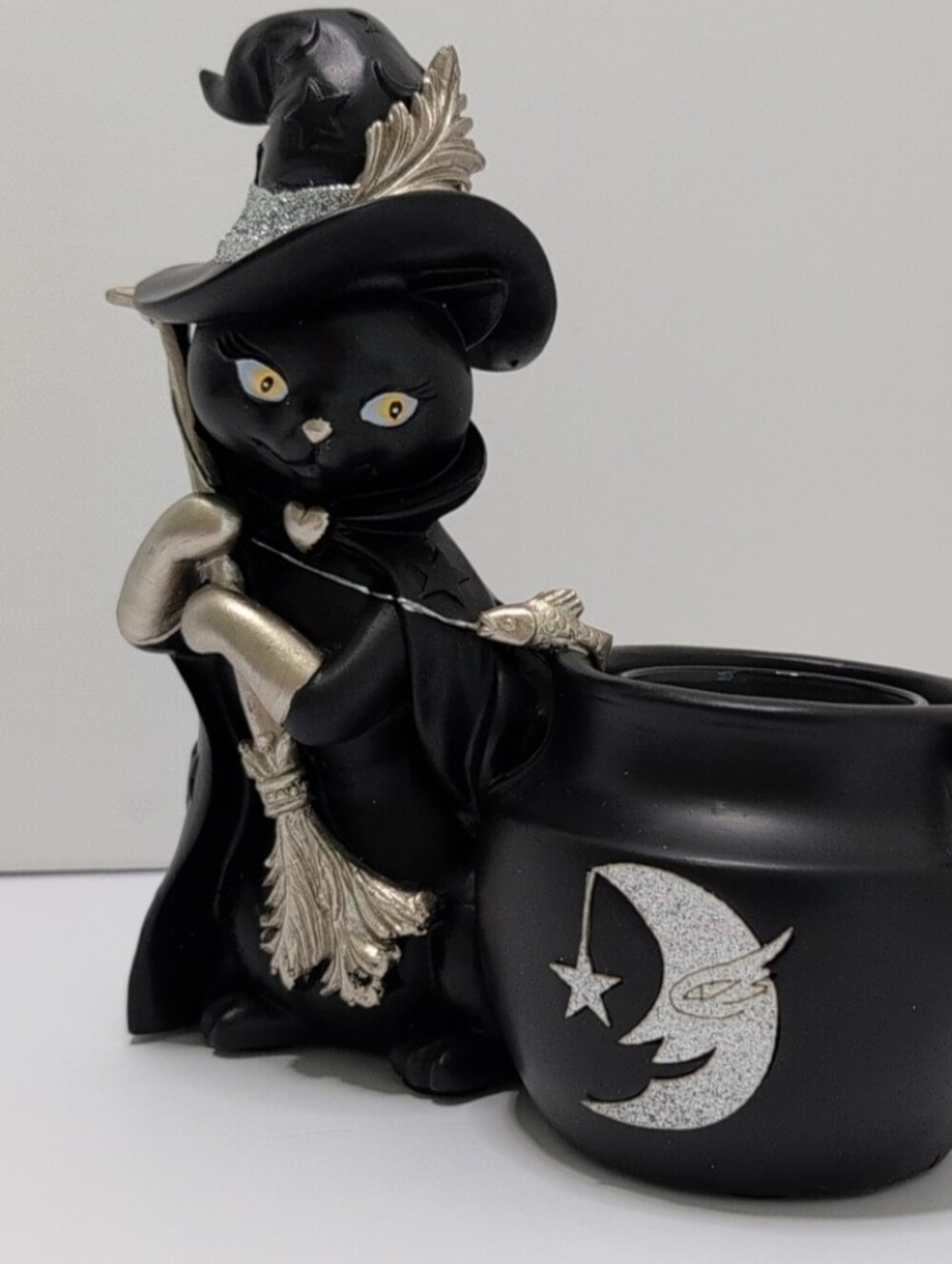 Yankee Candle Sofia The Black Witch Cat Votive Holder with Silver Accents